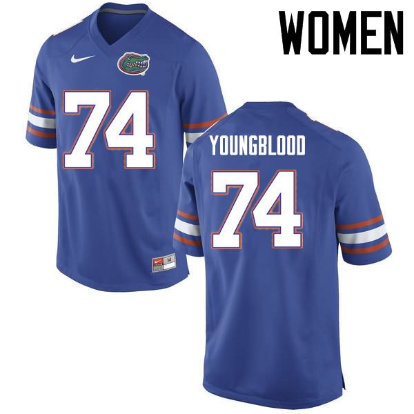 NCAA Florida Gators Jack Youngblood Women's #74 Nike Blue Stitched Authentic College Football Jersey DDN3564OE